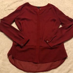 Red Wine Button Down with Hidden Buttons